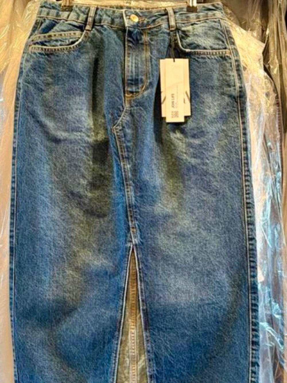 NWT Zara DENIM MIDI SKIRT, Medium